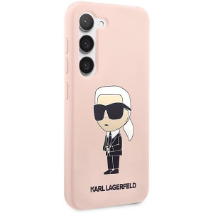 Оригинален твърд гръб KARL LAGERFELD Silicone Ikonik KLHCS23SSNIKBCP - Samsung Galaxy S23 розов - Img 4
