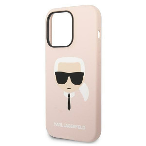 Оригинален твърд гръб KARL LAGERFELD Silicone Karl's Head MagSafe KLHMP14XSLKHLP - iPhone 14 Pro Max светлорозов - Img 6