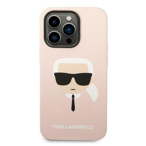 Оригинален твърд гръб KARL LAGERFELD Silicone Karl's Head KLHMP14LSLKHLP MagSafe - iPhone 14 Pro светлорозов - Img 3