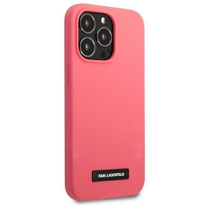 Оригинален твърд гръб KARL LAGERFELD Silicone Plaque KLHCP13LSLMP1PI - iPhone 13 Pro циклама - Img 4