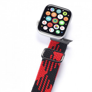 Плетена каишка DUX DUCIS Mixture - Apple Watch 41mm Series 9 / 41mm Series 8 / 41mm Series 7 / 40mm Series 6 / 40mm SE / 40mm Series 5 / 40mm Series 4 / 38mm Series 3 / 38mm Series 2 черен / червен - Img 2