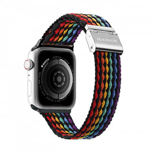 Плетена каишка DUX DUCIS Mixture II - Apple Watch 41mm Series 9 / 41mm Series 8 / 41mm Series 7 / 40mm Series 6 / 40mm SE / 40mm Series 5 / 40mm Series 4 / 38mm Series 3 / 38mm Series 2 / 38mm (1st gen) тъмни райета - Img 2