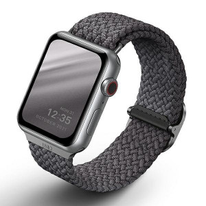 Плетена каишка UNIQ Aspen - Apple Watch 40mm SE / 40mm Series 6 / 40mm Series 5 / 40mm Series 4 / 38mm Series 3 / 38mm Series 2 / 38mm (1st gen) цвят гранит - Img 1