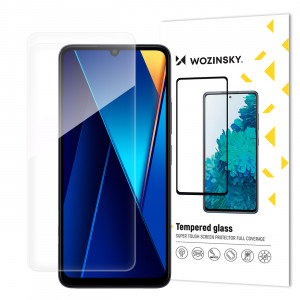 Плосък закален стъклен протектор 9H WOZINSKY - Xiaomi Poco C65 / Redmi 13C с черна рамка - Img 1