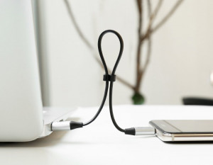 Плосък кабел за зареждане и данни със закопчалка BASEUS Nimble USB Type A към USB Type C 2A 0.23m (CATMBJ-01) черен - Img 13