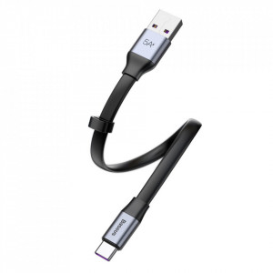 Плосък кабел за зареждане и данни BASEUS Simple HW USB Type A към USB Type C с бързо зареждане 3.0 5A 40W 0.23m (CATMBJ-BG1) сив - Img 4