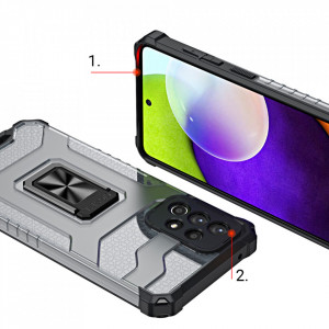 Подсилен гръб със стойка Crystal Ring - Samsung Galaxy A72 син - Img 7