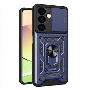 Подсилен гръб Hybrid Armor Camshield с подвижно покритие за камерата и стойка - Samsung Galaxy S24+ син