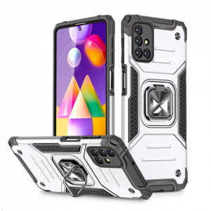 Подсилен гръб WOZINSKY Ring Armor със стойка - Samsung Galaxy M31s сребрист - Img 1