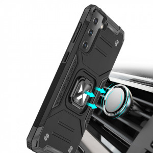 Подсилен гръб WOZINSKY Ring Armor със стойка - Samsung Galaxy S22 Ultra розов - Img 7