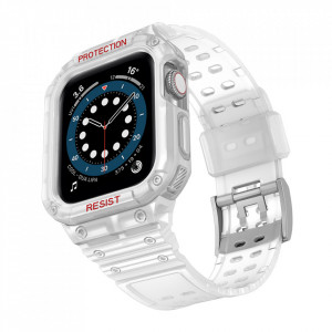Подсилен калъф за корпус с каишка Protect - Apple Watch 41mm Series 9 / 41mm Series 8 / 41mm Series 7 / 40mm Series 6 / 40mm SE / 40mm Series 5 / 40mm Series 4 / 38mm Series 3 / 38mm Series 2 бял - Img 2