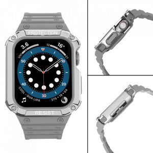 Подсилен калъф за корпус с каишка Protect - Apple Watch 41mm Series 9 / 41mm Series 8 / 41mm Series 7 / 40mm Series 6 / 40mm SE / 40mm Series 5 / 40mm Series 4 / 38mm Series 3 / 38mm Series 2 сив - Img 4