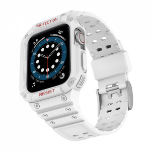 Подсилен калъф за корпус с каишка Protect - Apple Watch 41mm Series 9 / 41mm Series 8 / 41mm Series 7 / 40mm Series 6 / 40mm SE / 40mm Series 5 / 40mm Series 4 / 38mm Series 3 / 38mm Series 2 бял - Img 2