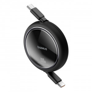 Прибиращ се кабел за зареждане и данни BASEUS Free2Draw Mini USB Type C към USB Type C 100W 1m черен - Img 2