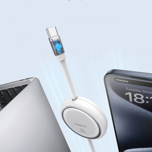 Прибиращ се кабел за зареждане и данни BASEUS Free2Draw Mini USB Type C към USB Type C 100W 1m бял - Img 4