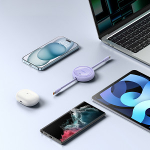 Прибиращ се кабел за зареждане и данни BASEUS Free2Draw Mini USB Type C към USB Type C 100W 1m лилав - Img 8