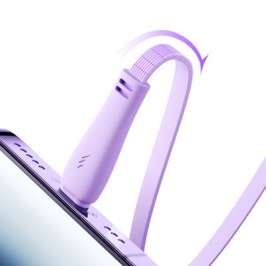 Прибиращ се кабел за зареждане и данни JOYROOM Colorful S-A40 3in1 USB Type A към USB Type C / Lightning / micro USB 1m лилав - Img 2