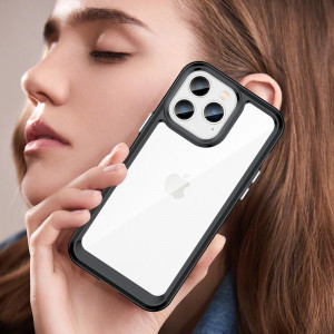 Прозрачен гръб с гел рамка Outer Space - iPhone 14 Pro Max черен - Img 7