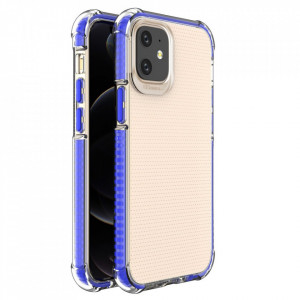Прозрачен силиконов гръб с цветен кант Spring Armor - iPhone 12 mini син - Img 1