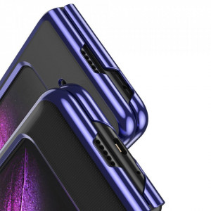 Прозрачен твърд калъф с цветна рамка Plating - Samsung Galaxy Fold син - Img 6
