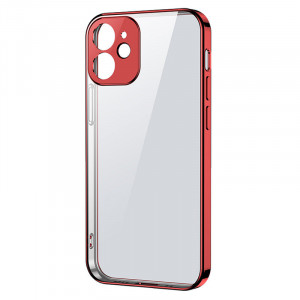 Прозрачен ултратънък гръб JOYROOM New Beauty с цветна рамка - iPhone 12 mini червен - Img 1