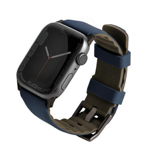 Силиконова каишка UNIQ Linus - Apple Watch Ultra 49mm / Ultra 2 49mm / 45mm Series 9 / 45mm Series 8 / 45mm Series 7 / 44mm SЕ (2nd gen) / 44mm SE / 44mm Series 6 / 44mm Series 5 / 44mm Series 4 синя - Img 1
