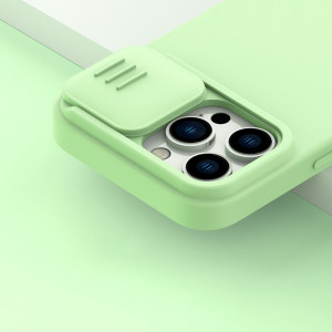 Силиконов гръб с подвижно покритие за камерата NILLKIN CamShield Silky Silicone - iPhone 14 Pro Max син - Img 9