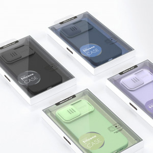 Силиконов гръб с подвижно покритие за камерата NILLKIN CamShield Silky Silicone - iPhone 14 Pro Max син - Img 15