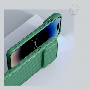 Силиконов гръб с подвижно покритие за камерата NILLKIN CamShield S - iPhone 14 Pro Max зелен - Img 12