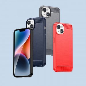 Силиконов гръб Carbon - iPhone 14 син - Img 12