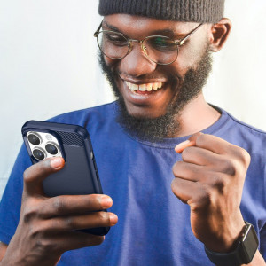 Силиконов гръб Carbon - iPhone 14 Pro Max син - Img 7