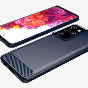 Силиконов гръб Carbon - Samsung Galaxy S21 Ultra 5G син - Img 5