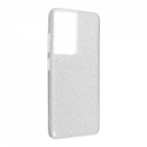 Силиконов гръб FORCELL Shining - Samsung Galaxy S21 Ultra 5G сребрист - Img 1