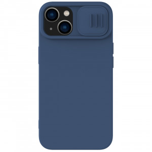 Силиконов калъф с подвижно покритие за камерата NILLKIN CamShield Silky Silicone - iPhone 15 Plus тъмносин - Img 1