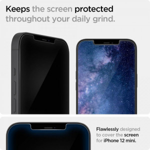 2 бр. закален стъклен протектор SPIGEN TR Ez Fit с инструмент за поставяне - iPhone 12 / 12 Pro - Img 2