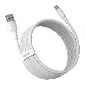 2 бр. кабел за зареждане и данни BASEUS USB Typpe A към USB Type C с бързо зареждане Power Delivery 40W 5A 1.5 m бял (TZCATZJ-02) - Img 7