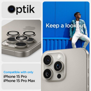 2 бр. протектор за камера SPIGEN Optik TR Ez Fit - iPhone 14 Pro / Pro Max / 15 Pro / Pro Max natural titanium - Img 7