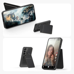 3 в 1 гръб със стойка и слот за карти Dux Ducis Rafi II MagSafe със система против кражба - Samsung Galaxy S24 черен - Img 6