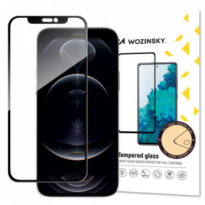 5D Full Glue закален стъклен протектор с пълно покритие WOZINSKY - iPhone 13 mini с черна рамка - Img 1