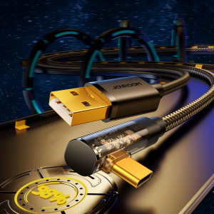 90° кабел за зареждане и данни с оплетка JOYROOM USB Type A към USB Type C с бързо зареждане 3A 1.2m черен (S-UC027A6) - Img 2