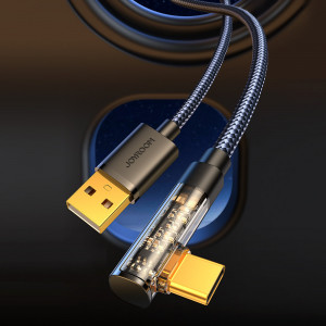 90° кабел за зареждане и данни с оплетка JOYROOM USB Type A към USB Type C с бързо зареждане 3A 1.2m черен (S-UC027A6) - Img 12