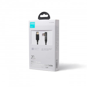 90° кабел за зареждане и данни с оплетка JOYROOM USB Type C към Lightning с бързо зареждане 20W 1.2m черен (S-CL020A6) - Img 5