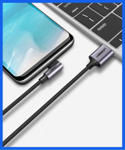 90° кабел за зареждане и данни с оплетка UGREEN USB Type A към USB Type C 3A 1m (50941) сив - Img 5