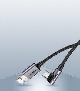 90° кабел за зареждане и данни с оплетка UGREEN USB Type A към USB Type C 3A 1m (50941) сив - Img 13