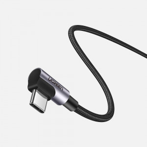 90° кабел за зареждане и данни с оплетка UGREEN USB Type C към USB Type C Power Delivery с бързо зареждане FCP 3A 1m сив (70529 US323) - Img 9