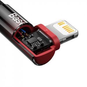 90° кабел за зареждане и данни BASEUS MVP 2 USB Type C към Lightning с бързо зареждане 20W 1m черен / червен - Img 8