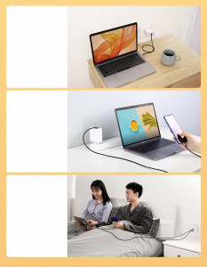 90° кабел за зареждане и данни UGREEN USB Type C към USB Type C Power Delivery 60 W 20 V 3A 2m черен / сив (US255 50125) - Img 15