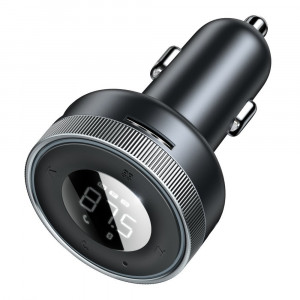 Bluetooth 5.0 FM трансмитер за кола BASEUS Enjoy Car с два USB порта за зареждане и мини жак 3.5mm 3.4A (LED дисплей) (CCLH-01) черен - Img 6