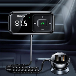 Bluetooth FM трансмитер за кола BASEUS S-16 със зарядно (Overseas edition) черен - Img 3
