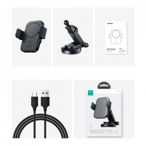 Joyroom стойка за кола Qi Wireless Induction зарядно 15W (MagSafe - iPhone Compatible) - Dashboard (JR-ZS295) черен - Img 9